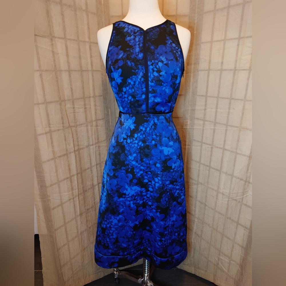 Elegant Blue Floral Dress